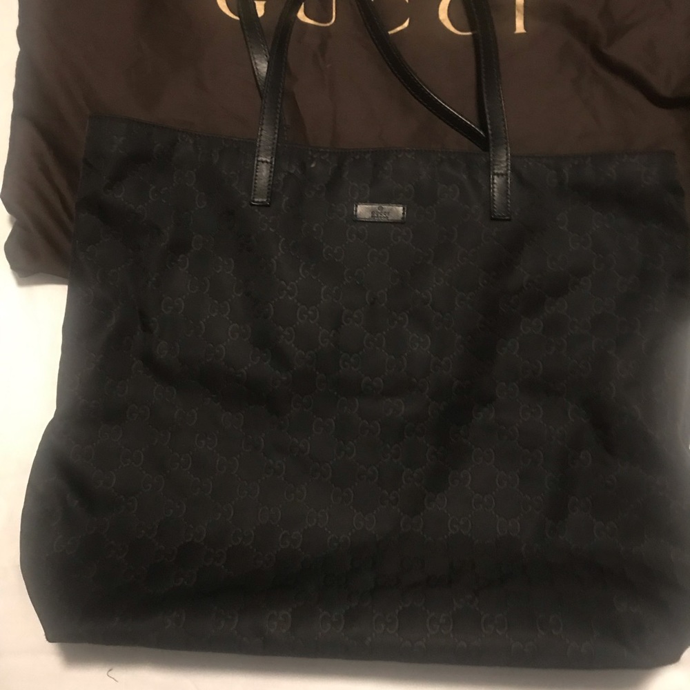 Gucci Canvas/Nylon Leather Tote